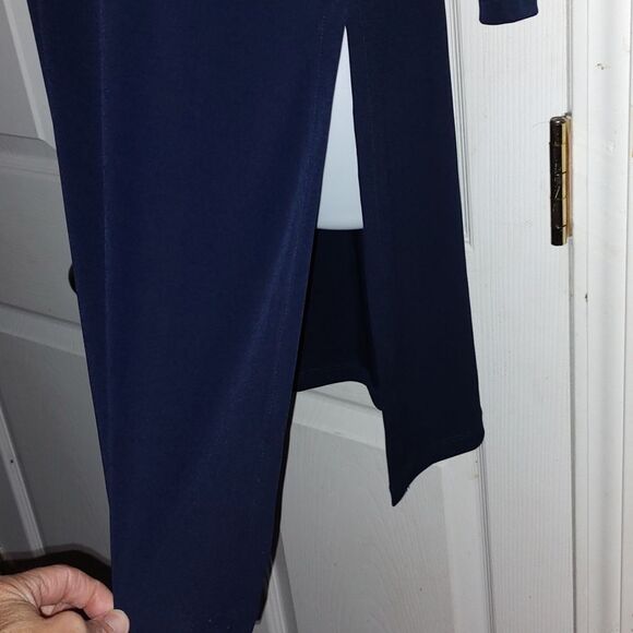 Susan Graver  Everyday  Navy 3/4 length sleeve tunic with slit Sz M - Picture 4 of 6